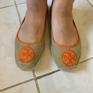 Orange/tan espadrilles Tory Burch